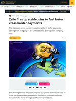 Zelle fires up stablecoins to fuel faster cross-border
payments