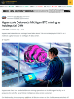 Hyperscale Data Ends Michigan Bitcoin Mining for AI