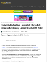 EcoSync & CarbonCore Launch Full Stages Refi Infrastructure Linking Carbon Credits With Web3