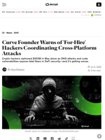 Curve Founder Warns of 'For-Hire' Hackers Coordinating Cross-Platform Attacks - Decrypt