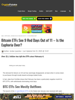 Bitcoin ETFs See 9 Red Days Out of 11 – Is the Euphoria Over?