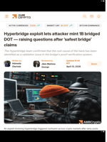 Hyperbridge exploit lets attacker mint 1B bridged DOT — raising questions after 'safest bridge' claims - AMBCrypto