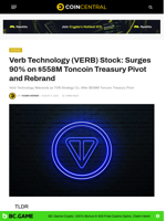 Verb Technology (VERB) Stock: Surges 90% on $558M Toncoin Treasury Pivot and Rebrand 