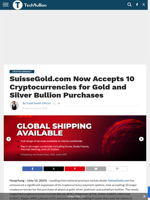SuisseGold.com Now Accepts 10 Cryptocurrencies for Gold and Silver Bullion Purchases - TechBullion