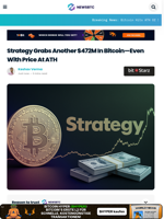 Strategy Grabs Another $472M In Bitcoin—Even With Price At ATH