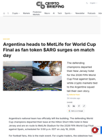 Argentina heads to MetLife for World Cup Final as fan token $ARG surges on match day