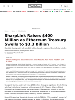 SharpLink Raises $400 Million as Ethereum Treasury Swells to $3.3 Billion - 