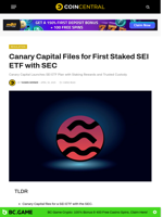 Canary Capital Files for First Staked SEI ETF with SEC
