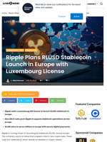 Ripple Plans RLUSD Stablecoin Launch in Europe with Luxembourg License | Live Bitcoin News