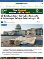 US Senate Judiciary Committee Pushes To Strip Developer Safeguards From Crypto Bill
