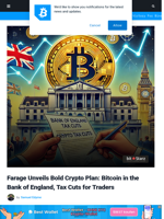Farage Unveils Bold Crypto Plan: Bitcoin in the Bank of England, Tax Cuts for Traders