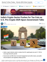 India’s Crypto Sector Pushes for Tax Cuts as U.S. Pro-Crypto Shift Spurs Government Talks - TheNewsCrypto