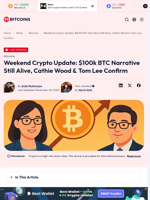 Weekend Crypto Update: BTC $100k Year End Narrative Still Alive