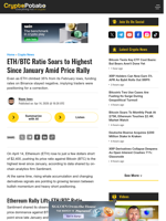 ETH/BTC Ratio Soars to Highest Since January Amid Price Rally