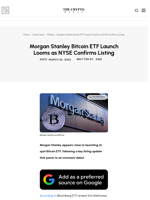 Morgan Stanley Bitcoin ETF Launch Looms as NYSE Confirms Listing
