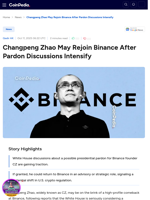 Changpeng Zhao May Rejoin Binance After Pardon Discussions Intensify