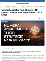 Numerai Completes Third Strategic NMR Buyback, Bringing Total Repurchases to $3.2 Million - TheNewsCrypto