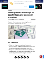Tether partners with Bitqik to boost Bitcoin and stablecoin education