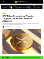 XRP Price: Symmetrical Triangle Targets $3.60 as ETF Decisions Approach - CoinCentral