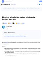 Bitcoin’s price holds, but on-chain data flashes warning: Guest Post by crypto.news | CoinMarketCap