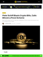 Peter Schiff Blasts Crypto Bills, Calls Bitcoin a Ponzi Scheme - CoinCentral