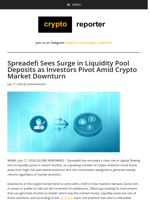Spreadefi Sees Surge in Liquidity Pool Deposits as Investors Pivot Amid Crypto Market Downturn