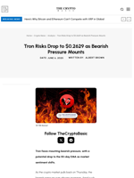 Tron Risks Drop to $0.2629 as Bearish Pressure Mounts