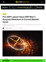 Pro-XRP Lawyer Says XRP Won’t Surpass Ethereum in Current Market Cycle - CoinCentral