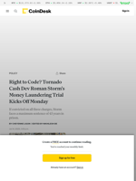 Right to Code? Tornado Cash Dev Roman Storm's Money Laundering Trial Kicks Off Monday