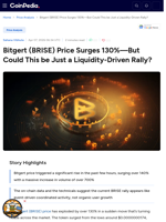 Bitgert (BRISE) Price Surges 130%—But Could This be Just a Liquidity-Driven Rally?