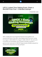 UPCX Limited-Time Staking Event: Share a $16,000 Prize Pool + Unlimited Airdrops - Visionary Financial