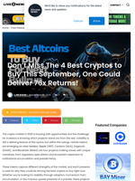 Don’t Miss The 4 Best Cryptos to Buy This September, One Could Deliver 76x Returns! | Live Bitcoin News