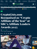 CryptoLists.com Recognised as “Crypto Affiliate of the Year” at SBC’s Affiliate Leaders Awards 2025 - Crypto Daily