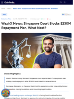 WazirX News: Singapore Court Blocks $230M Repayment Plan, What Next?