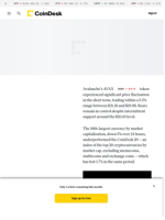 Avalanche's AVAX Token Falls 5%, Forming Bearish Pattern on Short Time Frame