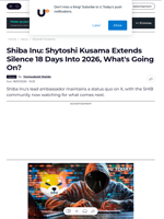 Shiba Inu: Shytoshi Kusama Extends Silence 18 Days Into 2026, What's Going On? - U.Today