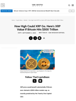 How High Could XRP Go, Here’s XRP Value If Bitcoin Hits $500 Trillion