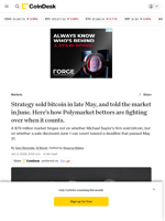 Strategy (MSTR) sold bitcoin in late May, and told the market in June. Here's how Polymarket bettors are fighting over when it counts.