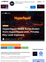 Hyperliquid News: $21M Stolen from Hyperliquid User, Private Key Leak Exposed | Live Bitcoin News