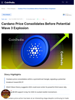 Cardano Price Consolidates Before Potential Wave 3 Explosion