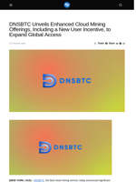 DNSBTC Unveils Enhanced Cloud Mining Offerings, Including a New User Incentive, to Expand Global Access - Visionary Financial