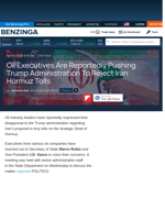 Oil Executives Are Reportedly Pushing Trump Administration To Reject Iran Hormuz Tolls - ConocoPhillips ( - Benzinga