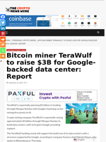 Bitcoin miner TeraWulf to raise $3B for Google-backed data center: Report - The Crypto News Wire