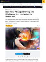 Toku and PDAX Enable Stablecoin Payroll in the Philippines