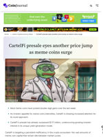 CartelFi presale eyes another price jump as meme coins surge - CoinJournal