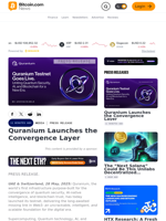 Quranium Launches the Convergence Layer – Press release Bitcoin News