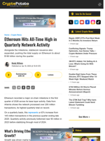 Ethereum Hits All-Time High in Quarterly Network Activity