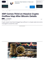 XRP Comes Third on Massive Crypto Outflow Map After Bitcoin: Details - U.Today