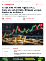 ASTER Gains as CEO Unveils Big Plans