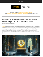 Ozak AI Presale Phase 4: $0.005 Entry Could Explode to $2, 400x Upside